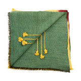 Avocado Green Multi Color Warm Hues Hand Woven Hand Knotted Textured Merino Throw Blankets and Throws