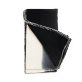 Ink Black White Ombre Textured Throw In Hand Spun Merino And Hand Stitched Hem Blankets and Throws