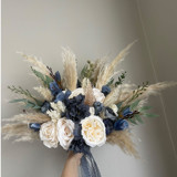 Pampas Ivory Dusty Blue Bridal Bouquet Bouquets