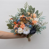 Orange Dusty Blue Bridesmaids Bouquet Bouquets