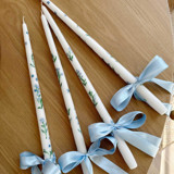Custom Hand-Painted 18" Taper Candle with Coordinating Ribbon Candles & Holders