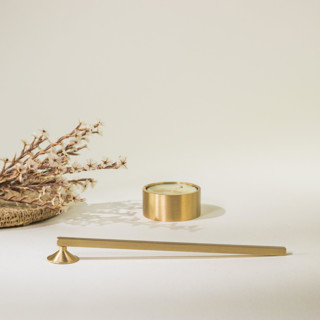 Brass Tealight Holder with Candle Snuffer - Set of 2 Candles And Holders