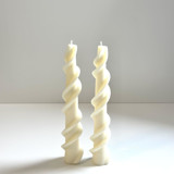 White Ribbon Taper Set Candles & Holders