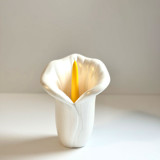 White Calla Lily Candle Holder With Yellow Taper Candles & Holders