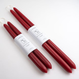 10 Inch, Berry Red, Dipped Beeswax Taper Candles Candles & Holders