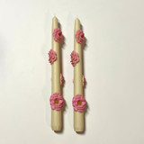 Beige And Pink Camellia Blossom Tapers Candles & Holders