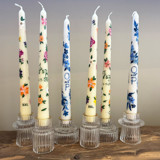 Fully Custom Hand-Painted Taper Candles, Set of 2 Candles & Holders