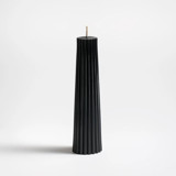 Petite Pillar 100% Beeswax Ribbed Sculptural Candle - Black Candles & Holders