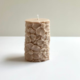 Beige Floral Pillar Candles & Holders