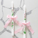 Custom Hand-Painted 12" Taper Candle with Coordinating Ribbon Candles & Holders