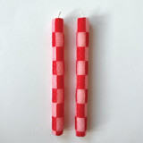 Red and Pink Checkered Candles Candles & Holders