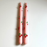 Pink Cherry Taper Set Candles & Holders