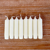 Dripless Taper Candles: 4" Ivory Unscented, Set of 8 Candles & Holders