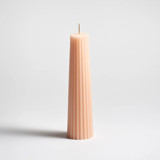 Petite Pillar 100% Beeswax Ribbed Sculptural Candle - Blush Candles & Holders