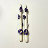 White And Purple Camellia Blossom Tapers Candles & Holders