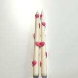 White and Pink Hearts Tapers Candles & Holders