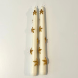 White And Gold Star Tapers Candles & Holders