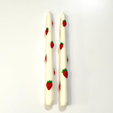 White Strawberry Tapers Candles & Holders