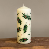 Ivory Pillar with Holly Berries and Greenery, Set of 1 Candles & Holders