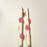 White and Pink Camellia Blossom Tapers Candles & Holders