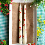 Set of 2 California Poppy Hand-Painted Taper Candles Candles & Holders