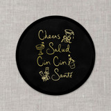 Cheers, cin cin, santé, salud black disposable coasters / Customizable color - Set of 20 Wedding Coasters