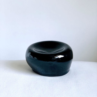Obsidian Concave Bowl Decorative Object