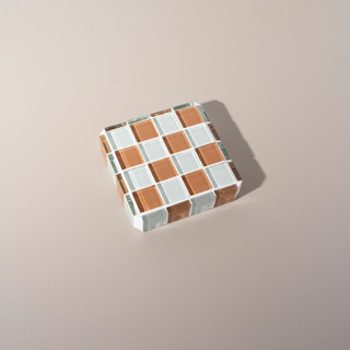 Glass Tile Decorative Cube in Caramel Macchiato Decorative Object