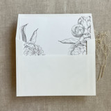 Slate grand peony floral envelope liner for A7 square flap envelope | pack of 10 Envelope Liners