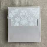 Venetian lace white ink printed vellum envelope liner for A7 square flap envelope | pack of 10 Envelope Liners