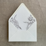 Slate gray grand peony floral envelope liner for A7 euro flap envelope | pack of 10 Envelope Liners