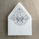 Marin blue English botanical garden floral printed liner for A7 euro flap envelope | pack of 10 Envelope Liners