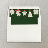 Red, White and Green Christmas Ornaments Square Envelope Liner | Set of 10 Envelope Liners