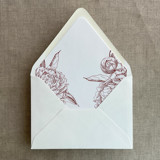 Burgundy grand peony vintage floral envelope liner for A7 euro flap envelope | pack of 10 Envelope Liners