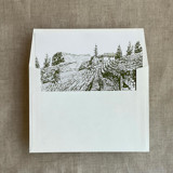 Vineyard landscape sketch moss printed envelope liner for A7 square flap envelope | pack of 10 Envelope Liners