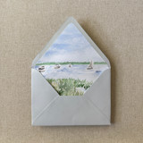 New England Boats in Harbor Watercolor Euroflap Envelope Liner | Set of 10 | For 5x7” invitations Envelope Liners