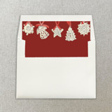 Red Christmas Ornaments Square Envelope Liner | Set of 10 Envelope Liners
