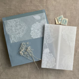 White hydrangea vellum wrap for 5x7 card + liner for A7 square envelope | Set of 10 Envelope Liners