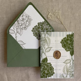 Moss hydrangea vellum wrap for 5x7 card + liner for A7 euro envelope | Set of 10 Envelope Liners