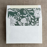 Pewter green botanical garden envelope liner for A7 square flap envelope | pack of 10 Envelope Liners