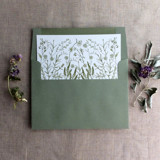 Moss green English botanical garden floral envelope liner for A7 square flap envelope | pack of 10 Envelope Liners