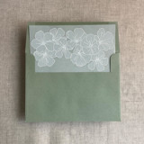 White camellia floral printed vellum envelope liner for A7 square flap envelope | pack of 10 Envelope Liners