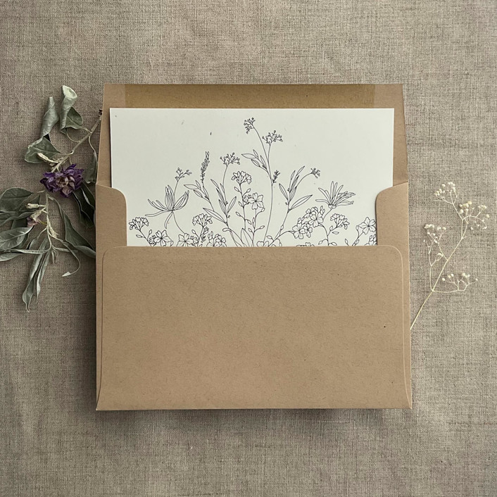 Adorable wild floral envelope liner for A7 square flap envelope pack of 10 Envelope Liners by