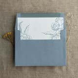 Steel blue Etched grand peony vintage floral envelope liner for A7 square flap envelope | pack of 10 Envelope Liners