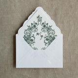 French rose lace forest green envelope liner for A7 euro flap envelope | pack of 10 Envelope Liners