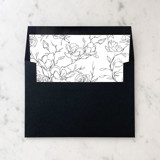 A7 Envelope Liners Black Flower Sketch Square Flap (set of 10) Envelope Liners