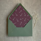 Merlot holiday candy cane printed envelope liner for A7 euro flap envelope  | pack of 10 Envelope Liners