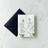 Blue Floral and Greenery Vellum Jacket for Wedding Invitations | Set of 10 Envelope Liners
