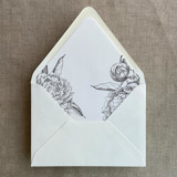 Black grand peony vintage floral envelope liner for A7 euro flap envelope | pack of 10 Envelope Liners