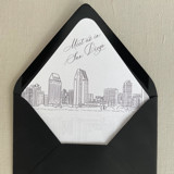 San Diego Skyline Envelope Line with custom text | Set of 10 | For 5x7 Euro Flap Envelope Envelope Liners